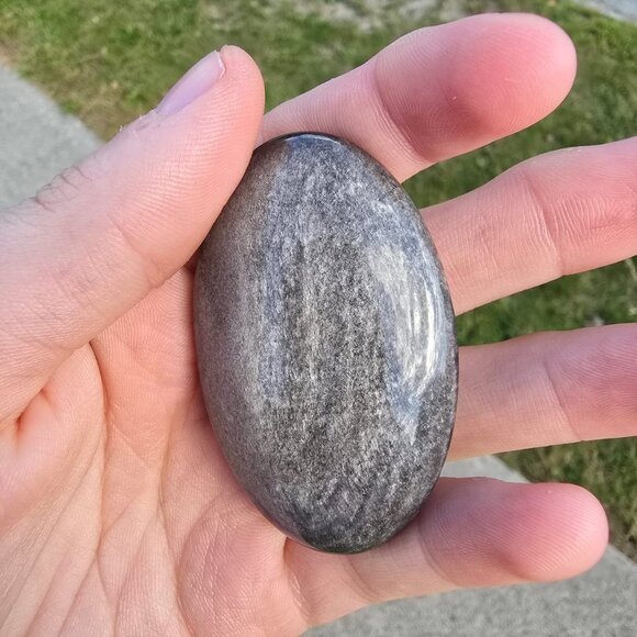 Obsidian Other - Silver Sheen Obsidian Palm Stone